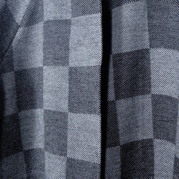 EILEEN FISHER Women’s Coat Gray Check Jacquard Open Front Wool Blend Pockets M - Picture 4 of 12